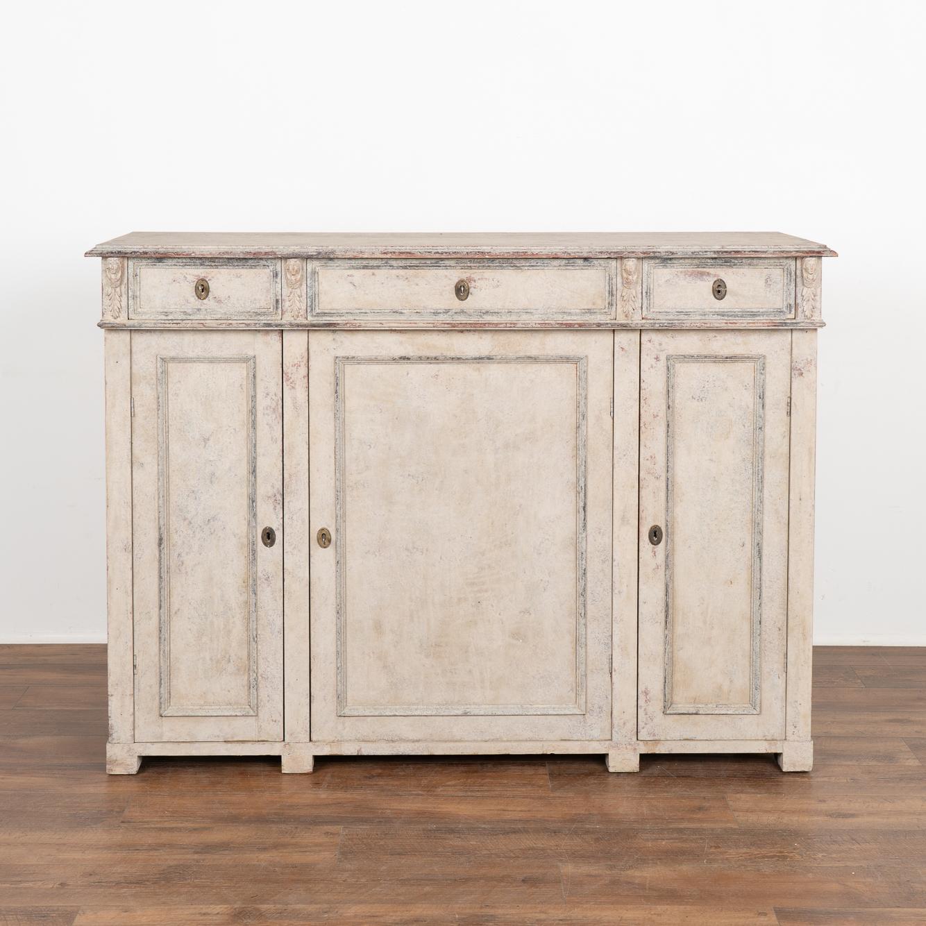 19th Century Swedish Gustavian Gray Painted Sideboard Cabinet, circa 1840 For Sale