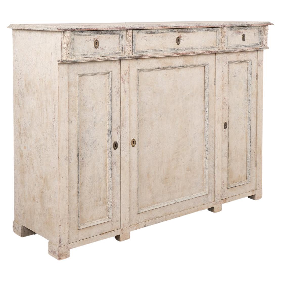 Swedish Gustavian Gray Painted Sideboard Cabinet, circa 1840 For Sale