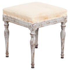 Swedish Gustavian Gray Stool, circa 1900