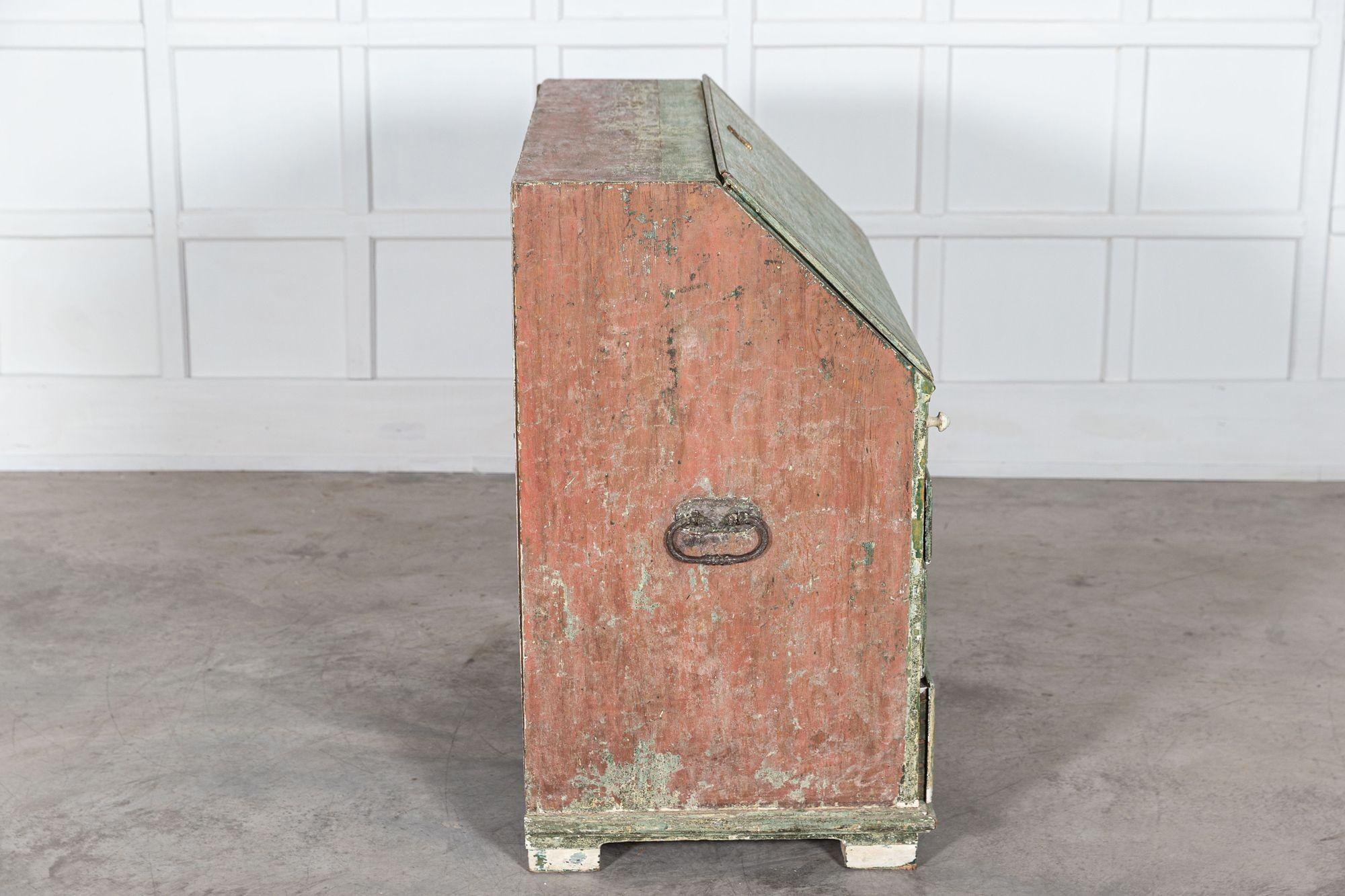 Swedish Gustavian Green Dry Scraped Bureau For Sale 11