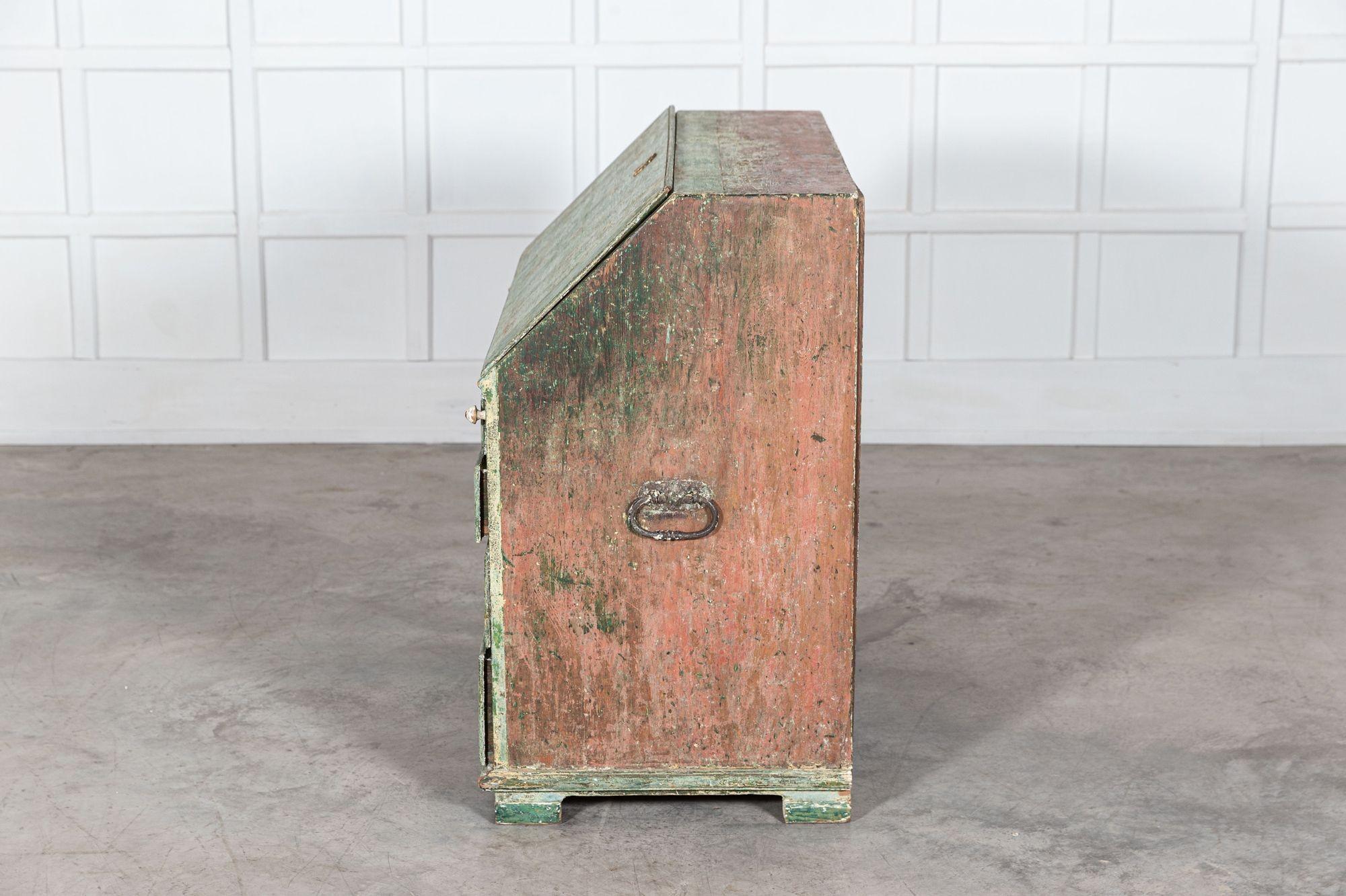 Swedish Gustavian Green Dry Scraped Bureau For Sale 12