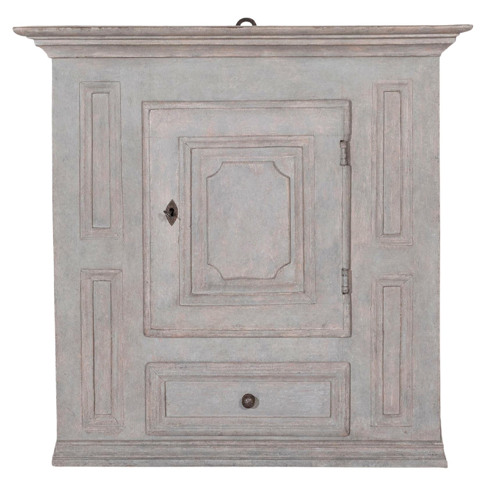 Swedish Gustavian Grey Hanging Kitchen Cabinet, Circa 1800 For Sale