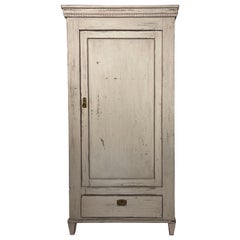 Vintage Swedish Gustavian Grey Painted Armoire