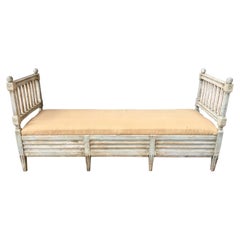 Swedish Gustavian Gray Painted Sofa Bench, Circa 1800