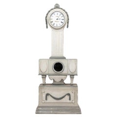 Swedish Gustavian Grey Painted Tall Case Clock
