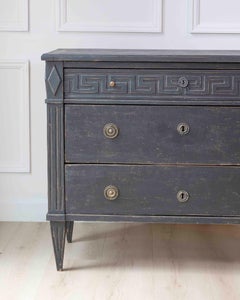 Swedish Gustavian-Inspired Chest of Drawers with Greek Key Frieze