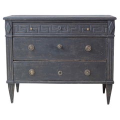 Swedish Gustavian-Inspired Chest of Drawers with Greek Key Frieze