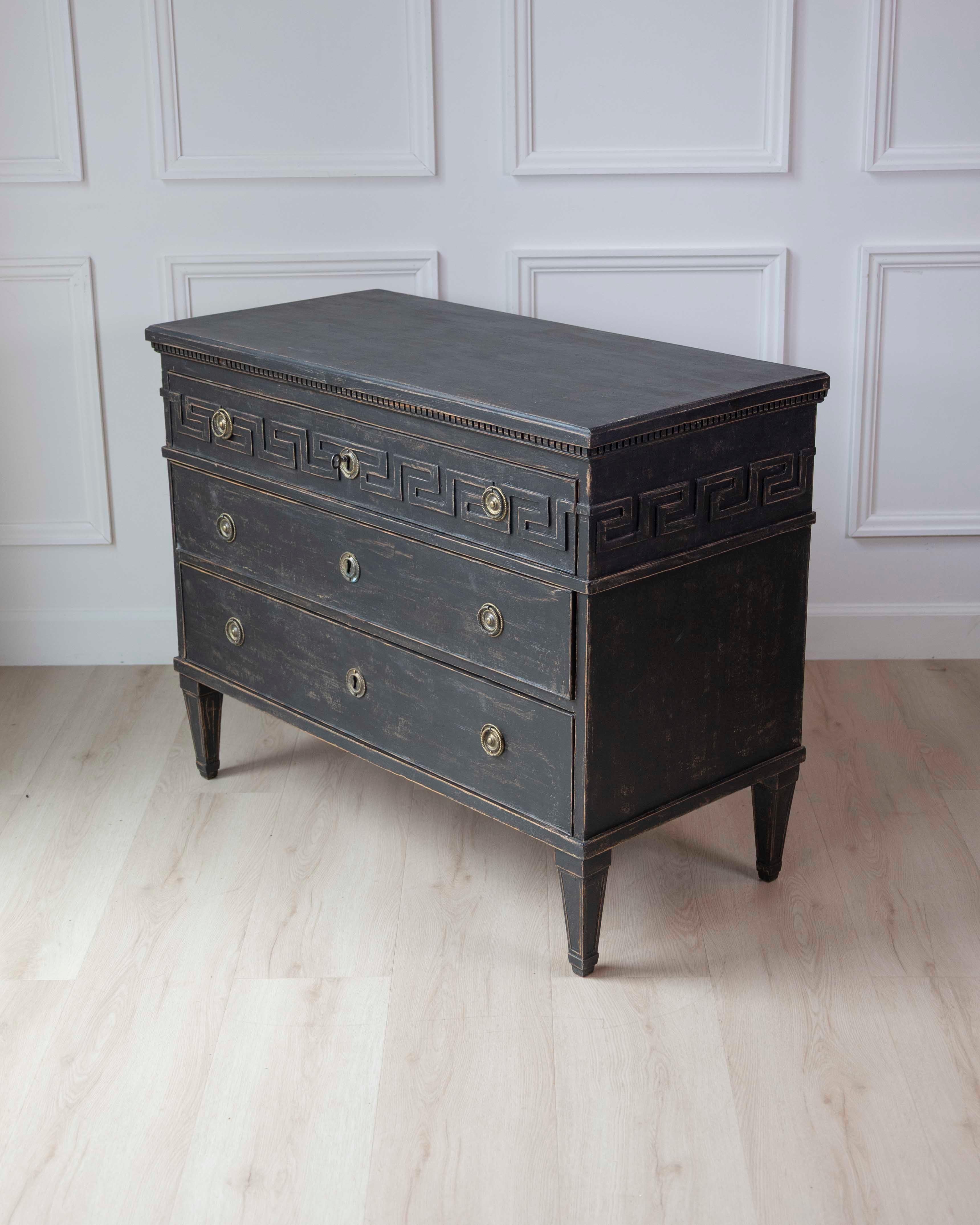 Swedish Gustavian-Inspired Chest of Drawers with Greek Key Motif For ...