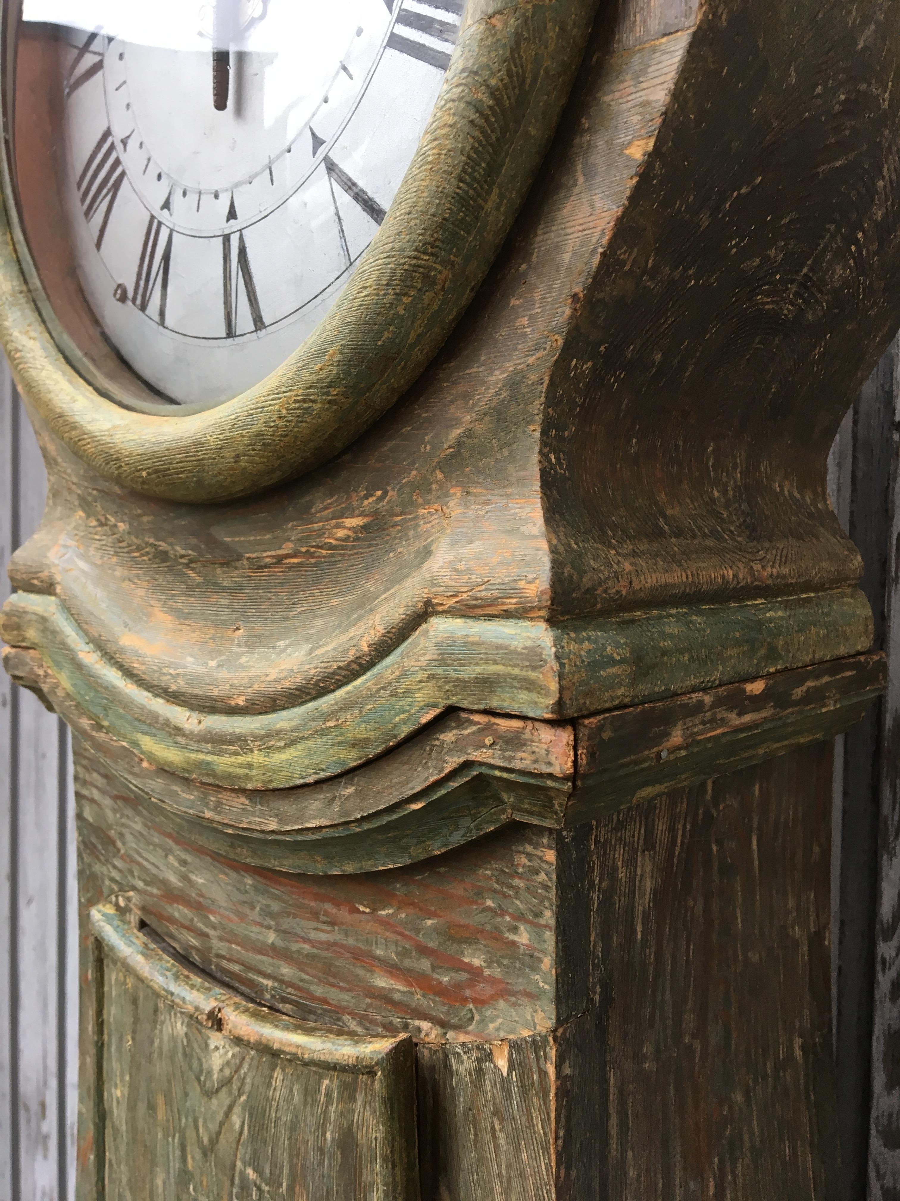 Swedish Gustavian Long Case Clock Original Paint, Early 19th Century 10