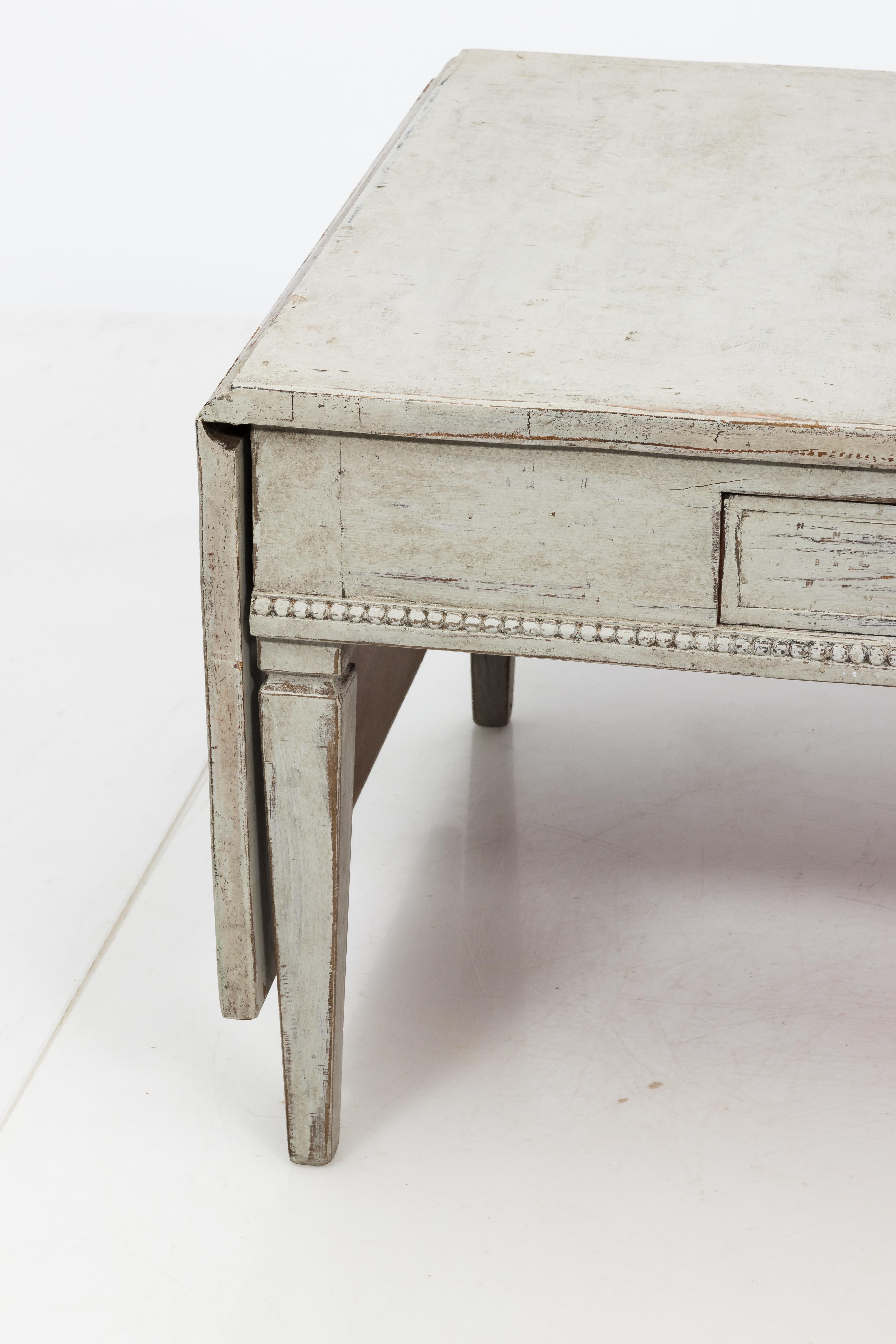Brass Antique White 19th Century Swedish Country Low Table