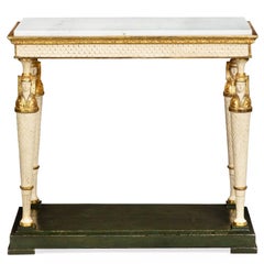 Swedish Gustavian Marble Top Egyptian Pharaoh Mask Pier Table circa 1820
