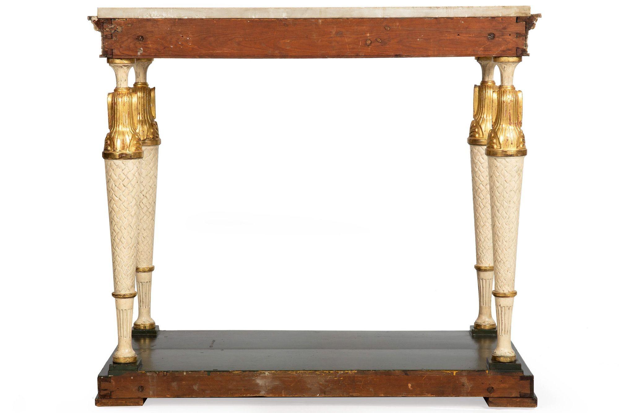 Swedish Gustavian Marble Top Egyptian Pharaoh Mask Pier Table circa 1820 In Good Condition For Sale In Shippensburg, PA