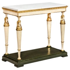 Table d'appoint suédoise gustavienne à plateau en marbre et masque de pharaon égyptien vers 1820