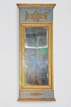 Swedish Gustavian Mirror, Giltwood and Blue Paint, Origin: Sweden, circa 1790