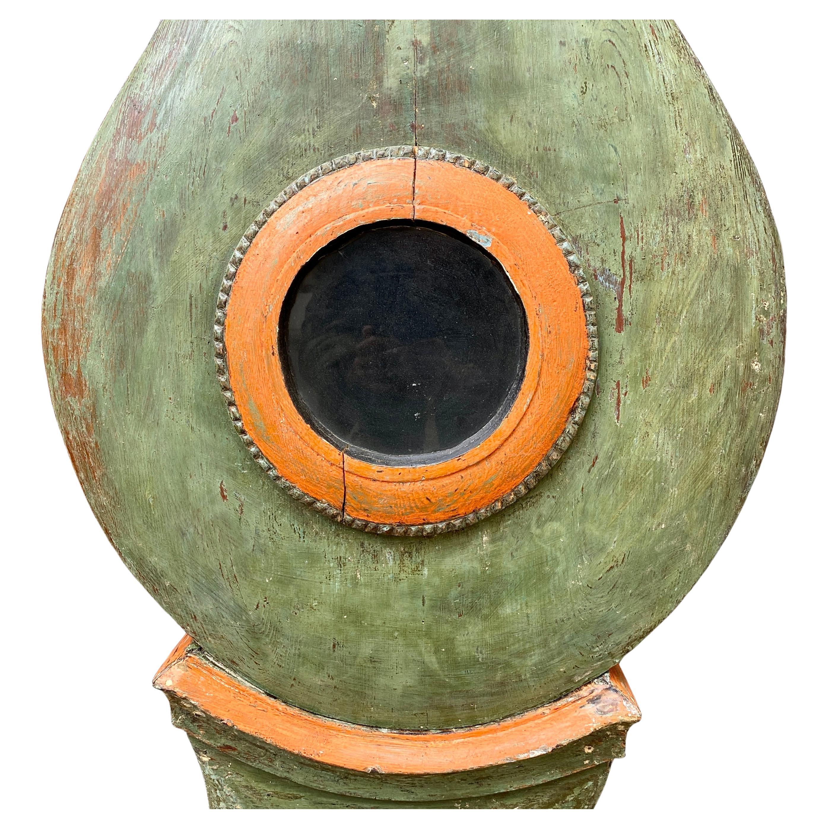 Swedish Gustavian Mora Clock in Original Green Orange Colors, Early 19th Century For Sale 1