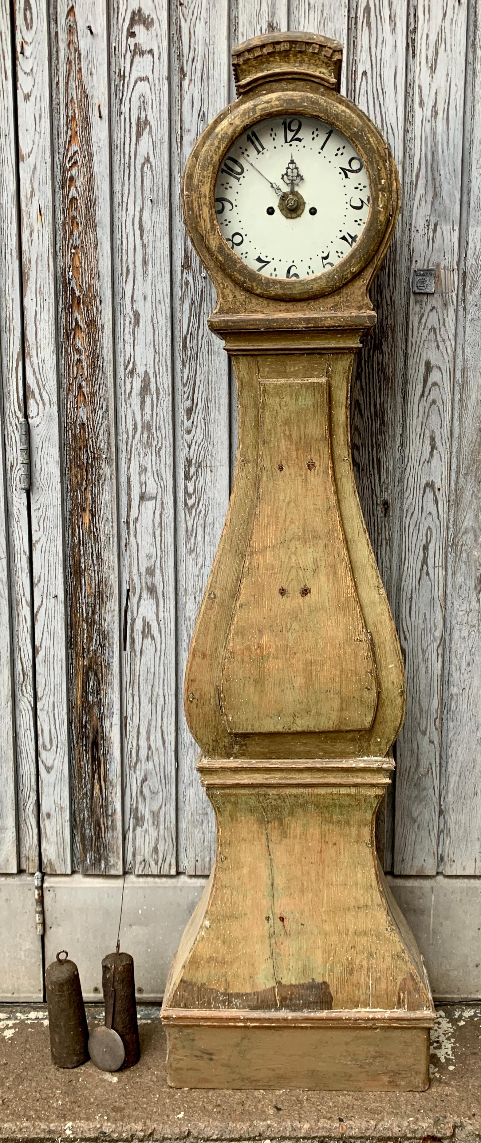 19th Century Swedish Gustavian Mora Clock in Original Paint