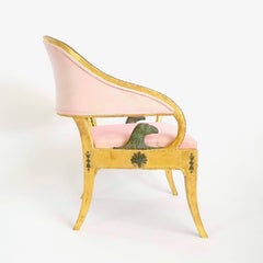 Fauteuil svedese gustaviano neoclassico in legno dorato di Ephraim Ståhl, circa 1800