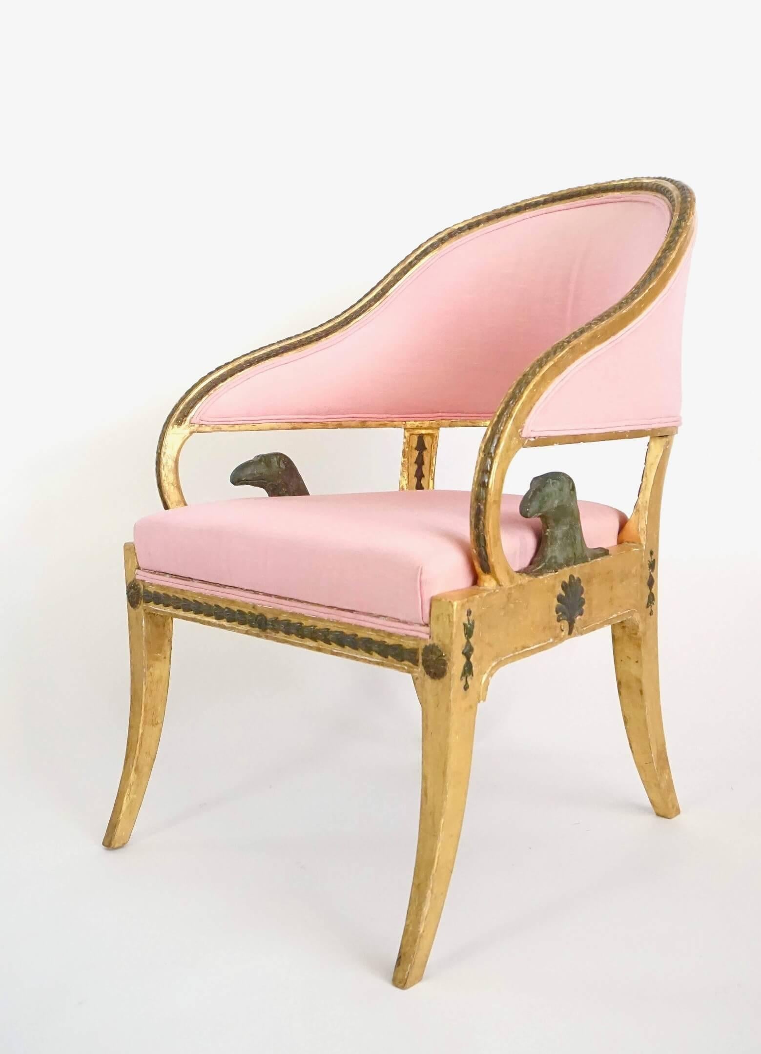 Hand-Carved Swedish Gustavian Neoclassical Giltwood Fauteuil by Ephraim Ståhl, circa 1800 For Sale