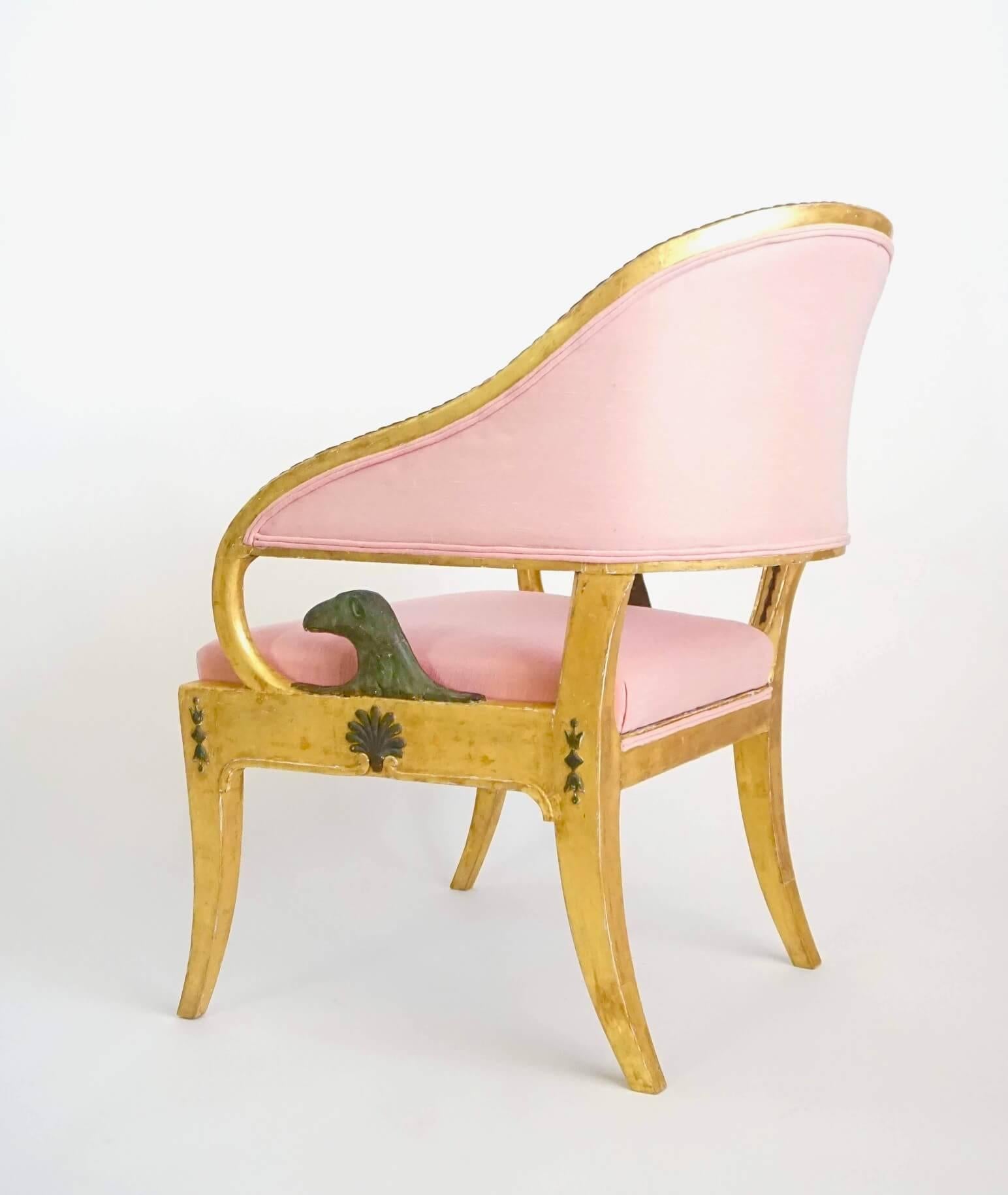 18th Century Swedish Gustavian Neoclassical Giltwood Fauteuil by Ephraim Ståhl, circa 1800 For Sale