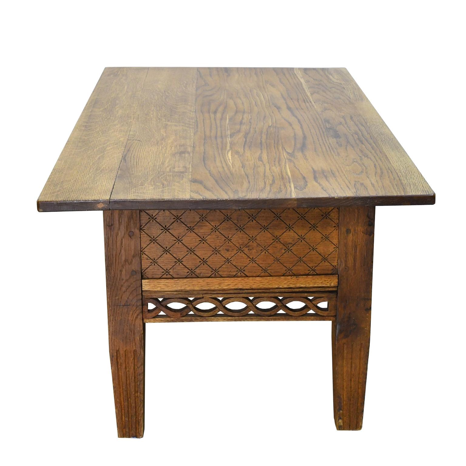 Carved Swedish Gustavian Oak Table with Pierced Fret Work on Apron, circa 1810