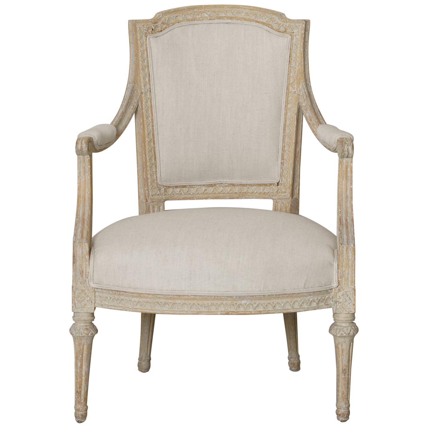 Swedish Gustavian Original Paint Armchair by Johan Erik Höglander