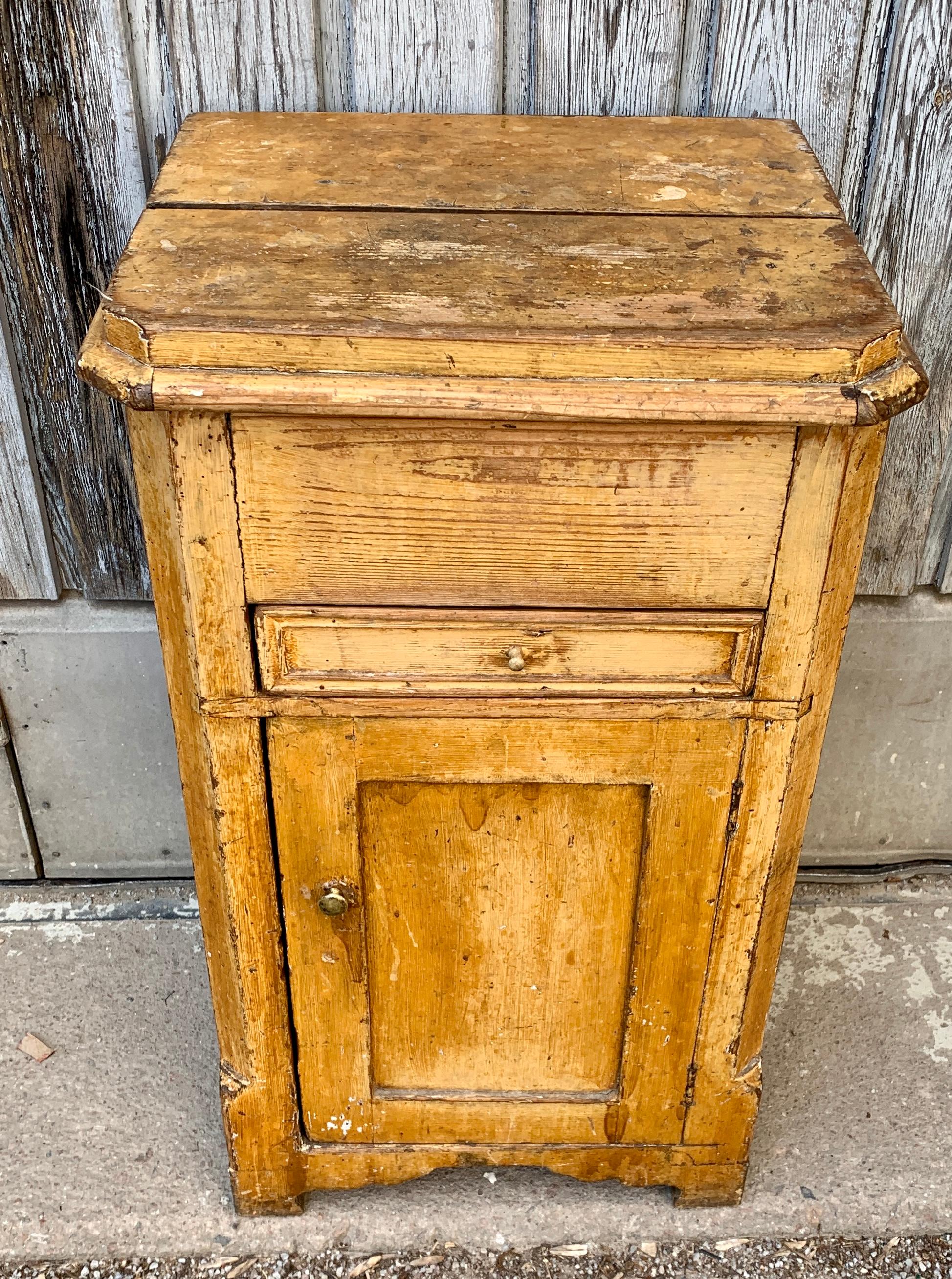 Wood Swedish Gustavian Original Yellow Painted Nightstand or End Table For Sale