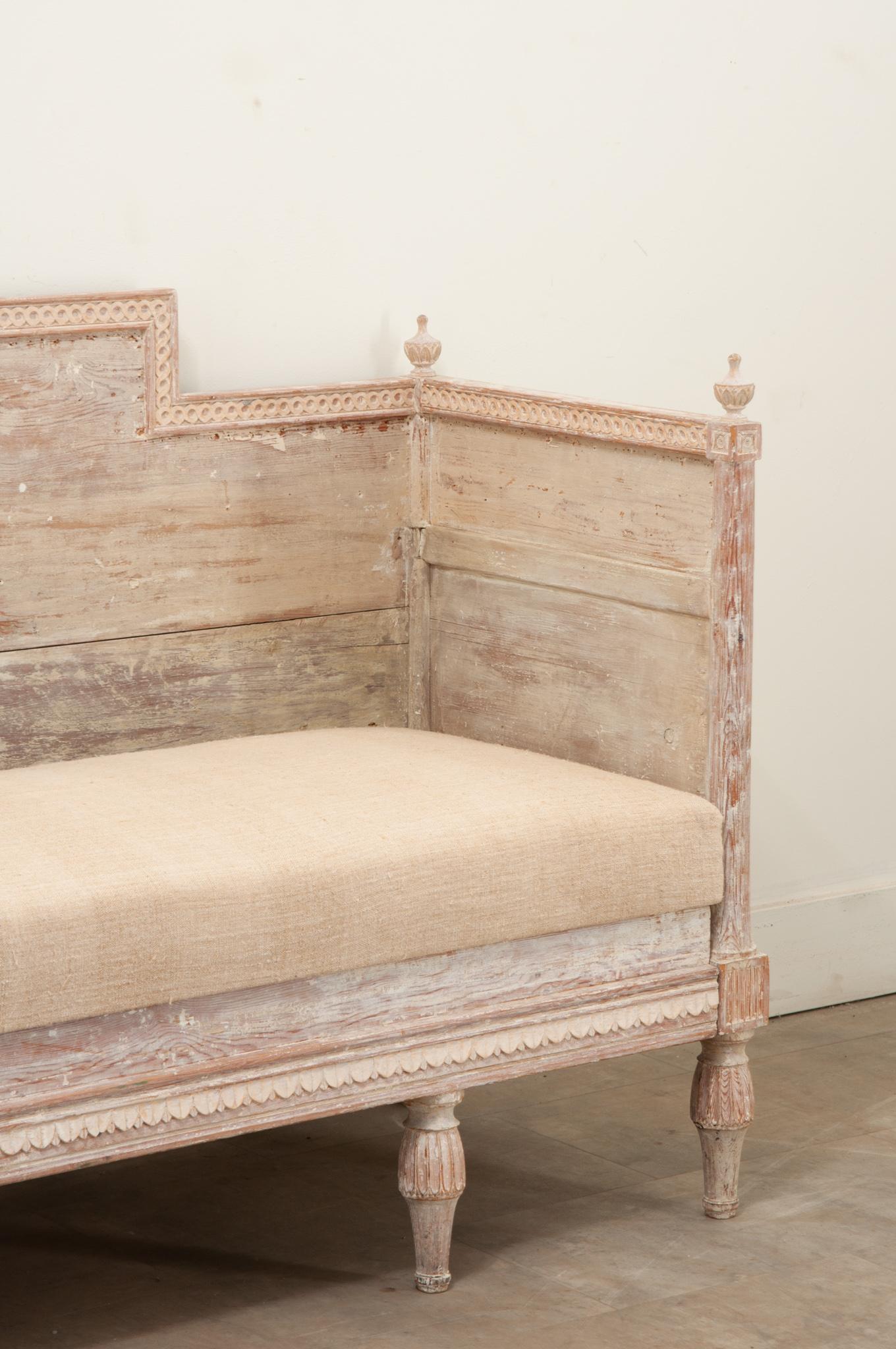 Upholstery Swedish Gustavian Painted Banquette For Sale