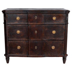 Swedish Gustavian Painted Chest of Drawers Commode Black C.1860