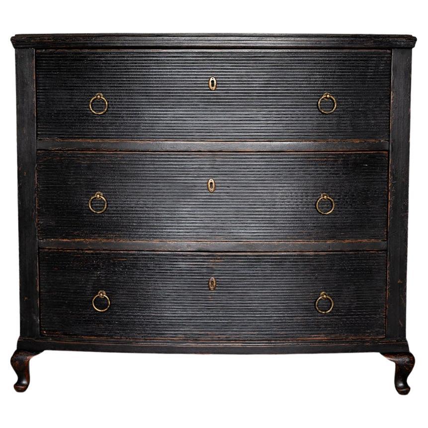 Swedish Gustavian Painted Chest of Drawers Commode Black Top Black C.18500