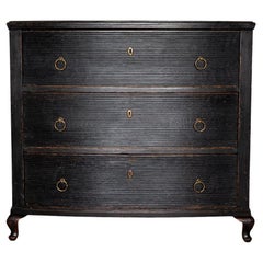 Swedish Gustavian Painted Chest of Drawers Commode Black Top Black C.18500