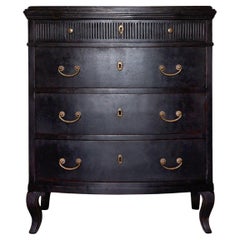 Swedish Gustavian Painted Chest of Drawers Commode Black Top Black C.1860