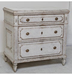 Swedish Gustavian Painted Chest of Drawers Commode Grey White C.1860