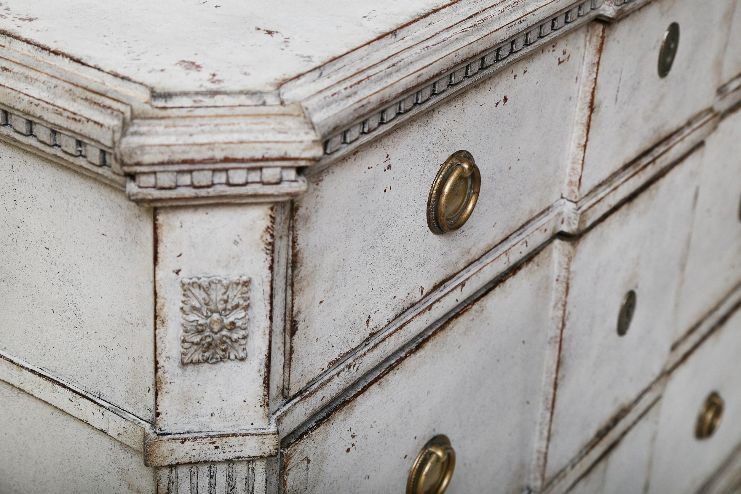 18th Century Swedish Gustavian Painted Chest of Drawers Commode Grey White C.1860  For Sale