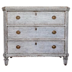 Antique Swedish Gustavian Painted Chest of Drawers Commode Grey White C.1860 
