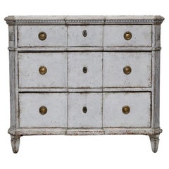 Antique Swedish Gustavian Painted Chest of Drawers Commode Grey White C.1860 