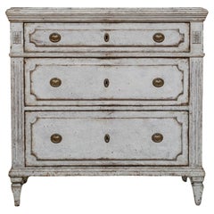 Swedish Gustavian Painted Chest of Drawers Commode Grey White C.1860