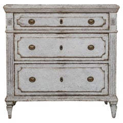Swedish Gustavian Painted Chest of Drawers Commode Grey White C.1860
