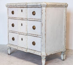 Swedish Gustavian Painted Chest of Drawers Commode Grey White Pair Brakefront
