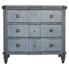 Swedish Gustavian Painted Chest of Drawers Commode Tallboy 1840 Grey Blue