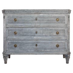 Swedish Gustavian Painted Chest of Drawers Commode Tallboy 1850 Grey White