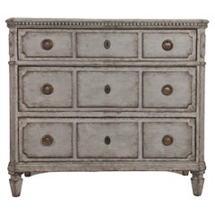 Swedish Gustavian Painted Chest of Drawers Commode Tallboy 1850 Grey White