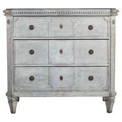 Antique Swedish Gustavian Painted Chest of Drawers Commode Tallboy 1870 Grey White