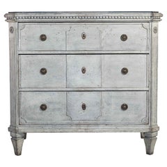 Swedish Gustavian Painted Chest of Drawers Commode Tallboy 1870 Grey White