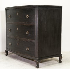 Swedish Gustavian Painted Chest of Drawers Commode Tallboy 1880 Black Finish