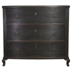 Antique Swedish Gustavian Painted Chest of Drawers Commode Tallboy 1880 Black Finish