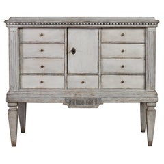 Swedish Gustavian Painted Chest of Drawers Commode Tallboy 1870 Grey White