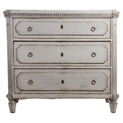 Swedish Gustavian Painted Chest of Drawers Commode Tallboy 1895 Grey White