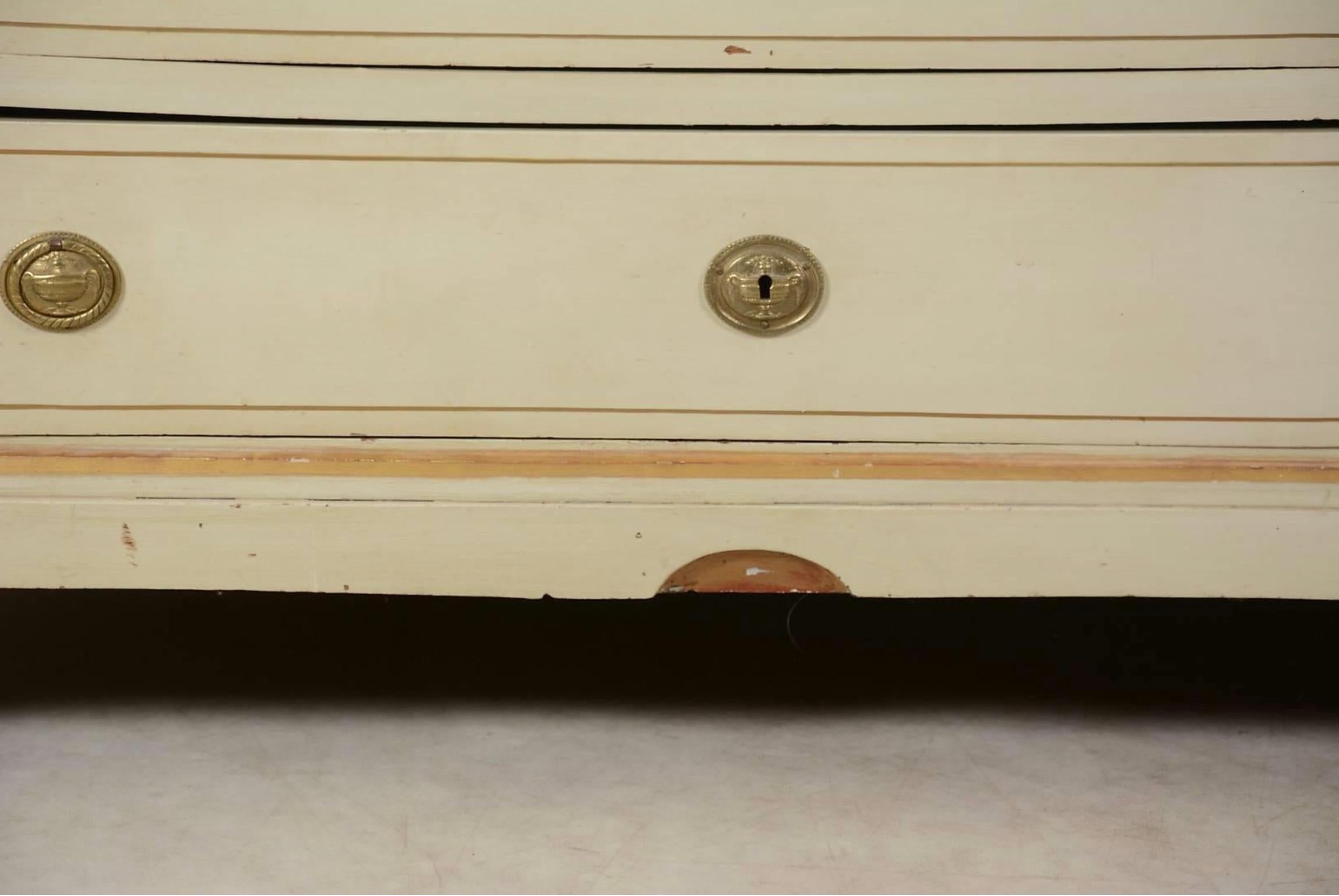 Dipinto a mano Cassettiera svedese gustaviana dipinta Commode Tallboy, XIX secolo Whiting A in vendita