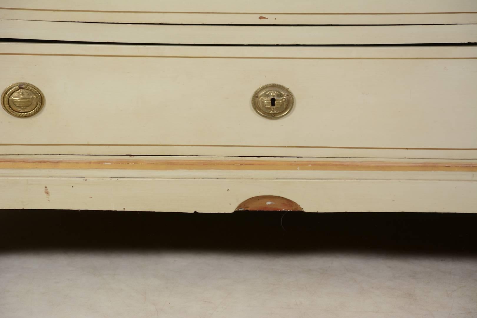Hand-Painted Swedish Gustavian Painted Chest of Drawers Commode Tallboy, 19th Century White For Sale