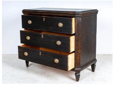 Swedish Gustavian Painted Chest of Drawers Commode Tallboy Black C 1850